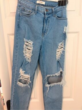 Vibrant Women's Light Blue Ripped Skinny Jeans 25